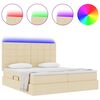 vidaXL Bett mit LED-Lichtleisten mit Kopfteil Creme 180 x 200 cm Stoff