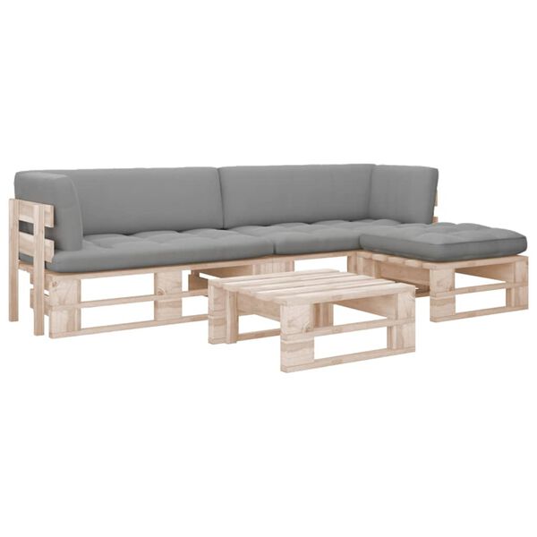 vidaXL 4-tlg. Paletten-Lounge-Set mit Kissen Impr&auml;gniertes Kiefernholz