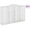 vidaXL Gabionen mit Hochbogen 15 Stk 300x50x180/200cm Verzinktes Eisen