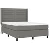 vidaXL Boxspringbett mit Matratze & LED Dunkelgrau 140x190 cm Stoff