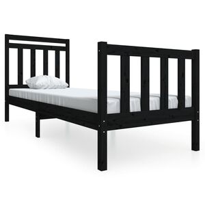 vidaXL Massivholzbett Schwarz 75x190 cm