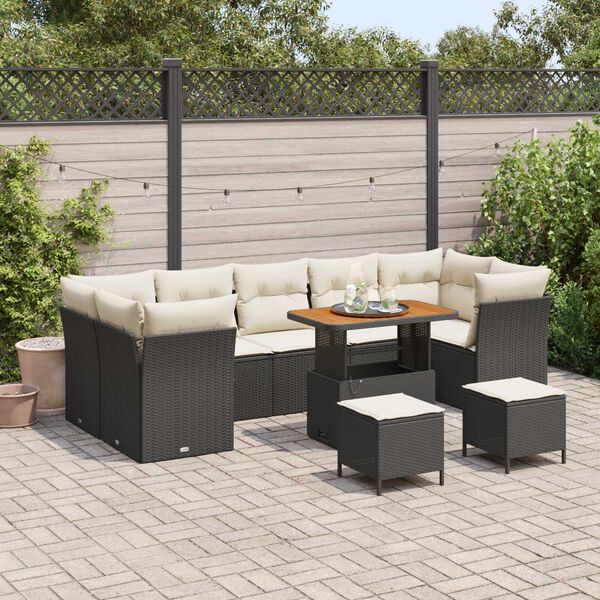 vidaXL Garten-Sofa-Set 10 pcs Schwarz Poly-Rattan