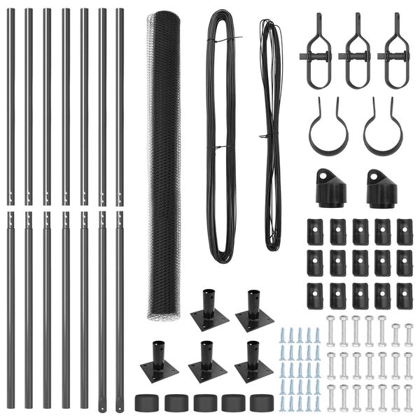 vidaXL Zaunpfosten Grau 10 x 1,6 m (25 mm Maschenweite) Stahl und PVC