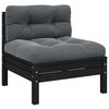 vidaXL 3-tlg. Garten-Lounge-Set mit Kissen Schwarz Kiefer Massivholz