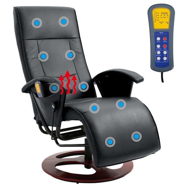 vidaXL Massagesessel Schwarz Kunstleder
