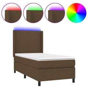vidaXL Boxspringbett mit Matratze & LED Dunkelbraun 80x200 cm Stoff