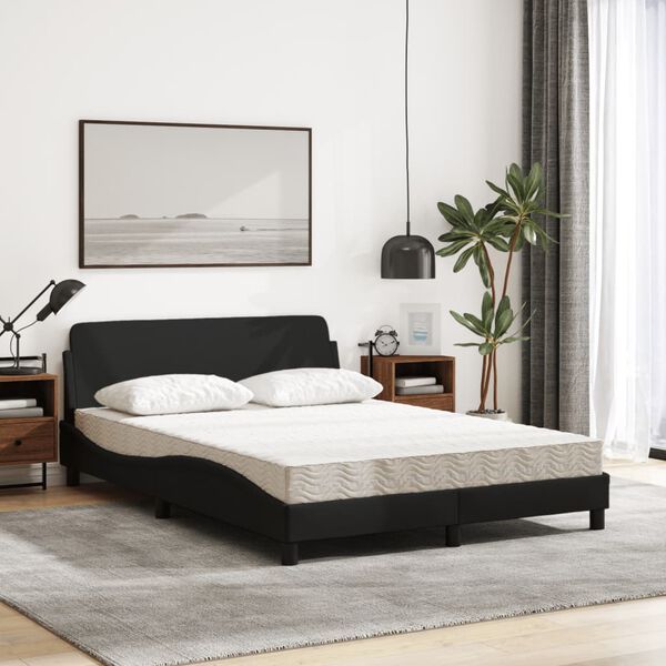 vidaXL Bett mit Matratze "Dover" Schwarz 120x200 cm Stoff