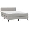 vidaXL Boxspringbett mit Matratze & LED Hellgrau 140x200 cm Stoff