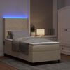vidaXL LED Boxspringbett mit Matratze Creme 100 x 200 cm Stoff