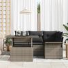 vidaXL Garten-Sofa-Set mit Kissen 5 pcs Grau Poly Rattan