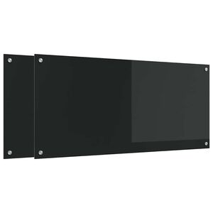 vidaXL K&uuml;chenr&uuml;ckwand 2 pcs Schwarz 110 x 50 cm Geh&auml;rtetes Glas