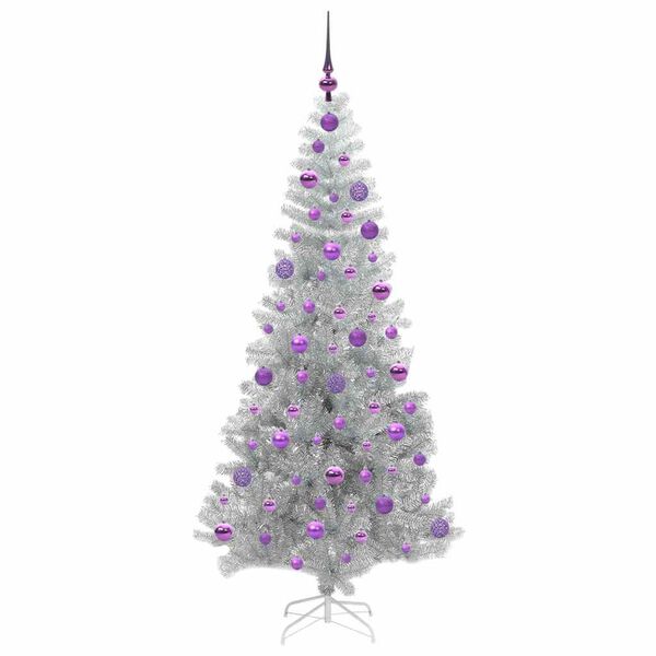 vidaXL Weihnachtsbaum mit 300 LEDs mit St&auml;nder Silber 180 cm PET