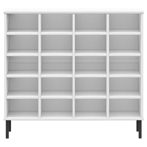 vidaXL Schuhregal OSLO mit Metallbeinen Weiß 95x35x87 cm Massivholz