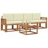 vidaXL Outdoor-Sofagarnitur mit Kissen 5 pcs Natur und Creme