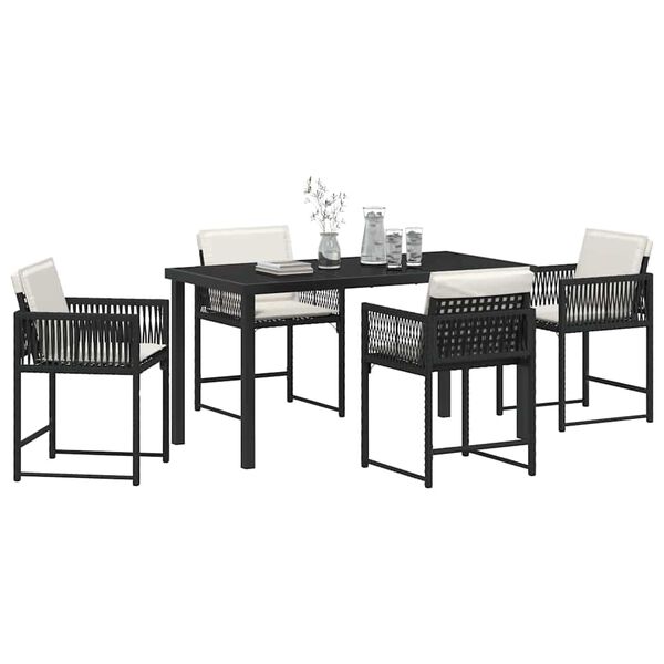 vidaXL Garten Essgruppe 5 pcs Schwarz Poly-Rattan