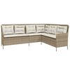 vidaXL Gartensofa in L-Form mit Kissen Beige Poly Rattan