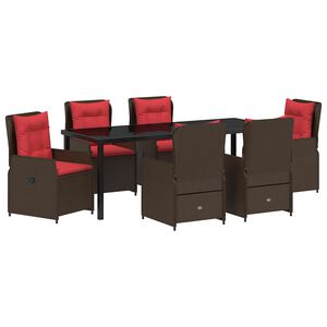 vidaXL Garten Essgruppe 7 stk. Braun Poly Rattan