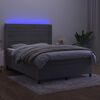 vidaXL Boxspringbett mit Matratze & LED Hellgrau 140x200 cm Samt