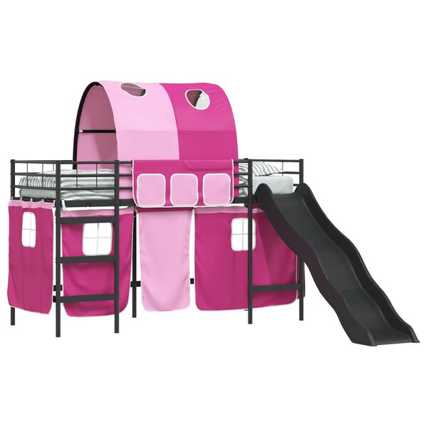 vidaXL Kinder-Etagenbett Schwarz und Pink 74,5 x 190 cm Metall