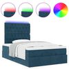 vidaXL Ottoman-Bett mit Matratzen & LEDs Dunkelblau 120x190 cm Samt