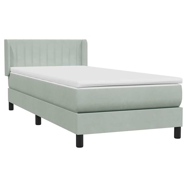 vidaXL Boxspringbett mit Matratze Hellgrau 90x210 cm Samt