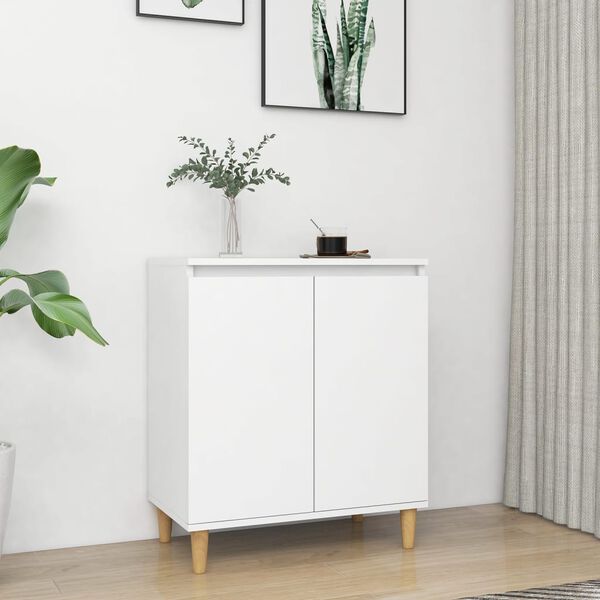 vidaXL Sideboard mit Massivholz-Beinen Weiß 60x35x70 cm Holzwerkstoff