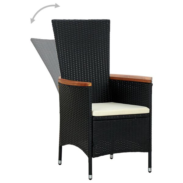 vidaXL 9-tlg. Garten-Essgruppe Poly Rattan Akazienholz Schwarz