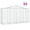 vidaXL Gabionen mit Hochbogen 4 Stk. 200x50x100/120cm Verzinktes Eisen