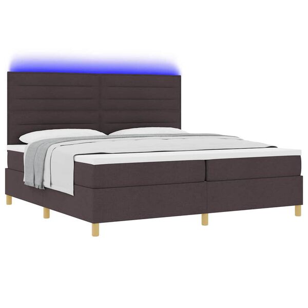 vidaXL LED Boxspringbett mit Matratze Dunkelbraun 200 x 200 cm Stoff