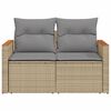 vidaXL Gartensofa mit Kissen 2-Sitzer Beige Poly Rattan