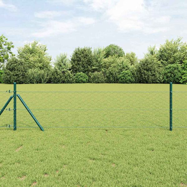 vidaXL Zaunpfosten Gr&uuml;n 10 x 0,8 m (50 mm Masche) Stahl und PVC