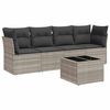 vidaXL 5-tlg. Garten-Sofagarnitur mit Kissen Hellgrau Poly Rattan
