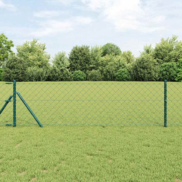 vidaXL Zaunpfosten Grün 10 x 0,8 m (60 x 60 mm Maschen) Stahl und PVC