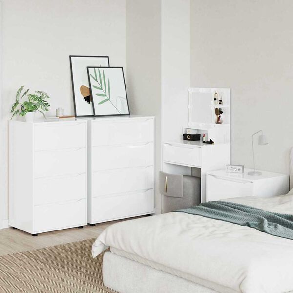 vidaXL Stauraumschränke 2 pcs Hochglanz Weiß 60 x 48 x 105 cm