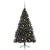 vidaXL K&uuml;nstlicher vorbeleuchteter Weihnachtsbaum Schwarz 210 cm PVC