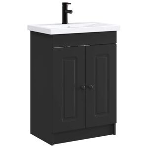 vidaXL Badezimmerm&ouml;bel-Set Schwarz 56 x 37,5 x 81 cm Holzwerkstoff
