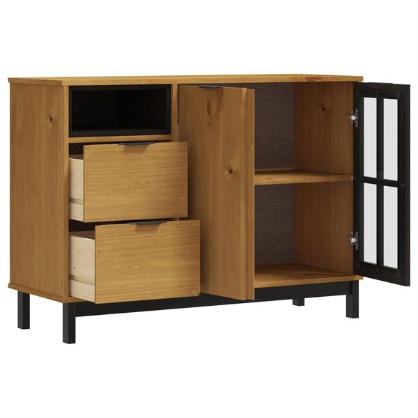 vidaXL Sideboard mit Glastür FLAM 110x40x80 cm Massivholz Kiefer