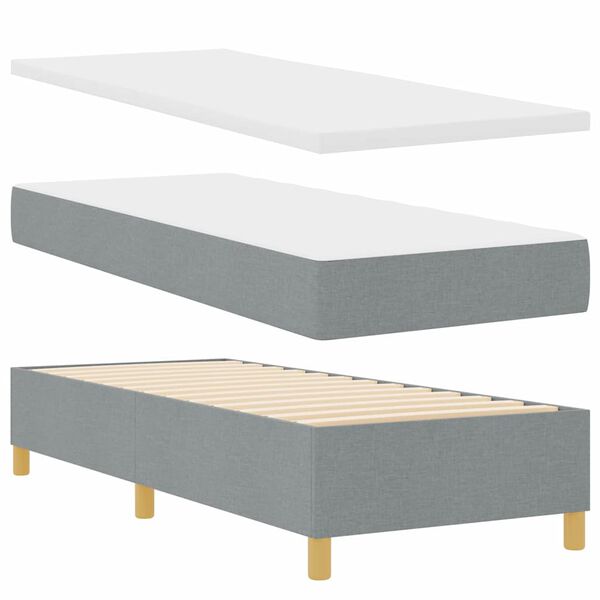 vidaXL Boxspringbett mit Matratze Hellgrau 80 x 200 cm Stoff