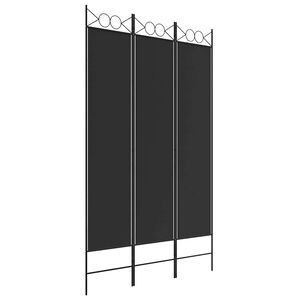vidaXL 3-tlg. Paravent Schwarz 120x200 cm Stoff