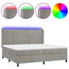 vidaXL Boxspringbett mit Matratze & LED Hellgrau 200x200 cm Samt