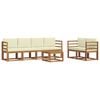 vidaXL Outdoor-Sofagarnitur 7 pcs Natur und Creme Massivholz Akazie
