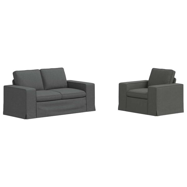 vidaXL Sofa Set 2 pcs Dunkelgrau 182 x 80 x 82 cm Stoff