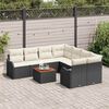 vidaXL Gartensofa-set mit Speicher 9 pcs Schwarz und Creme Poly-Rattan