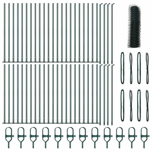 vidaXL Zaunpfosten Gr&uuml;n 100 x 0,6 m (36 mm Maschen) Stahl und PVC