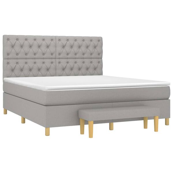 vidaXL Boxspringbett mit Matratze Hellgrau 160x200 cm Stoff