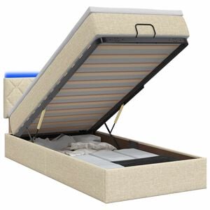 vidaXL Ottoman-Bett mit Matratze und LED Creme 80 x 200 cm Stoff