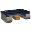 vidaXL 10-teiliges Gartensofa-Set mit Kissen, grau, Polyrattan