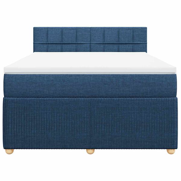 vidaXL Boxspringbett mit Matratze Blau 140x200 cm Stoff