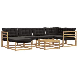 vidaXL Outdoor-Sofagarnitur 7 stk. Wei&szlig; und Schwarz Massivholz Akazie