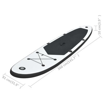 vidaXL Aufblasbares Stand Up Paddle Board Set Schwarz und Weiß